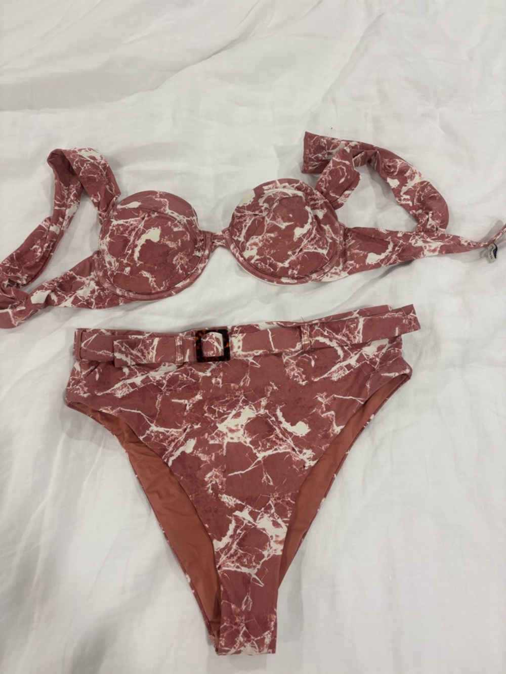 WeWoreWhat Pink Marble Bikini Set
